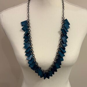 Vintage Teal Blue Statement Chain Necklace - Women Jewelry